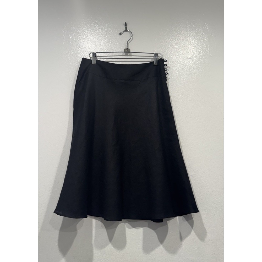 Ann Taylor Black Linen A Line Skirt Size 2 Lined Classic Work Career Coastal